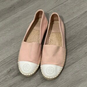 TORY BURCH Espadrilles, Seashell Pink and White, Size 5, WORN ONCE